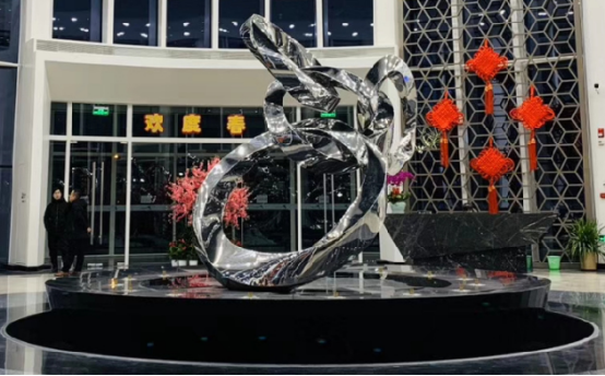 北京科技财富中心科技环不锈钢雕塑